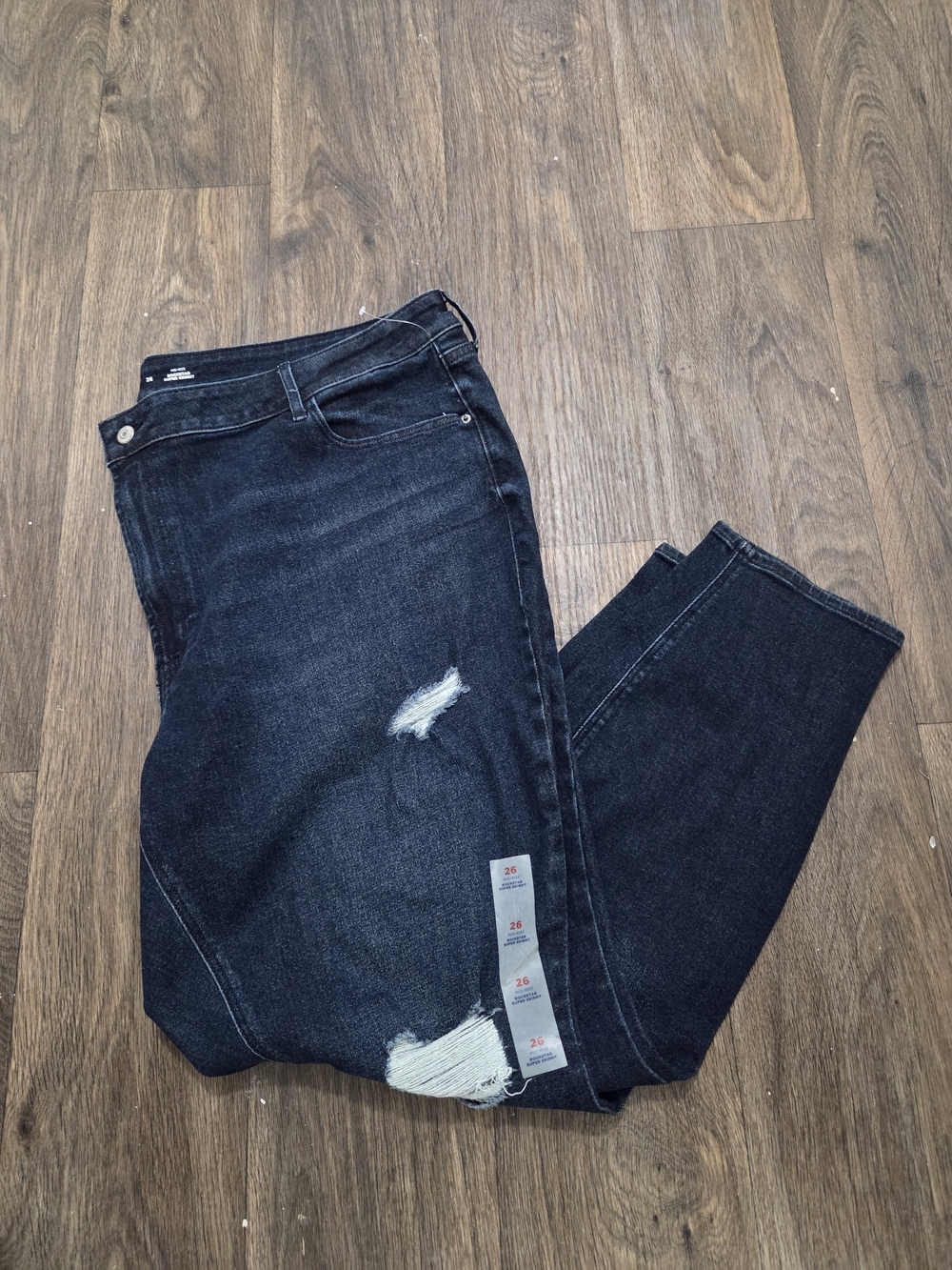 Old Navy Size 26 Dark Blue Skinny Jeans with Distressed Details